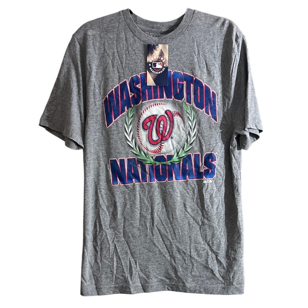 MLB Washington Nationals Gray Blue T-Shirt Size Medium M New Baseball Tee